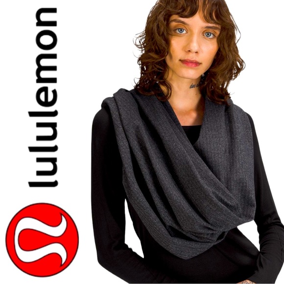 LULULEMON Rulu Scarf - Dark Heather Grey Snap Vinyasa Scarf - One Size EUC - Picture 1 of 16